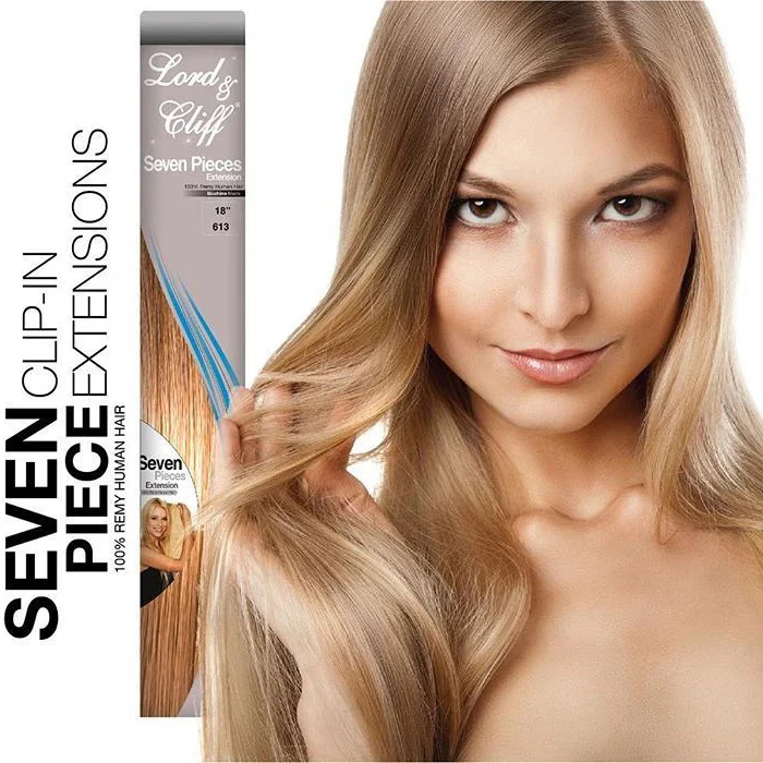Lord & Cliff Seven Pieces 100% Remi Human Hair Clip-In Extension Weave - 7PCS STRAIGHT 14/18"