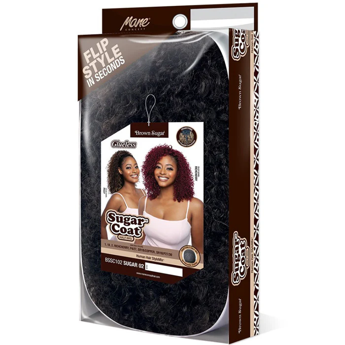 Mane Concept Brown Sugar Coat Human Hair Blend Half Wig - BSSC102 SUGAR 02 - Image 5