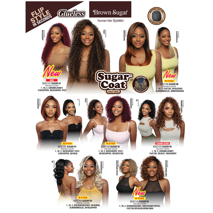 Mane Concept Brown Sugar Coat Human Hair Blend Half Wig - BSSC105 SUGAR 05 - Image 6