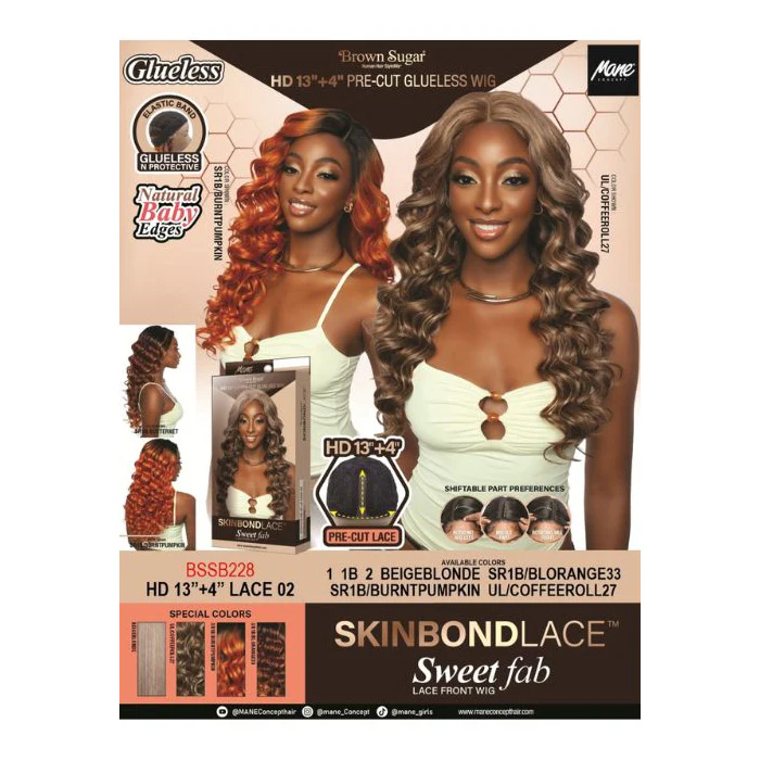 Mane Concept Brown Sugar Skinbond Lace Glueless HD 13+4 Lace Part Wig - BSSB228 LACE 02 - Human Hair Blend - Image 6