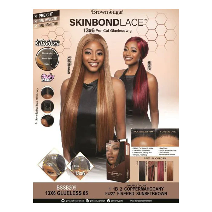 Mane Concept Brown Sugar SkinBond Lace Glueless HD 13x6 Lace Front Wig - BSSB209 - Human Hair Blend - Image 4