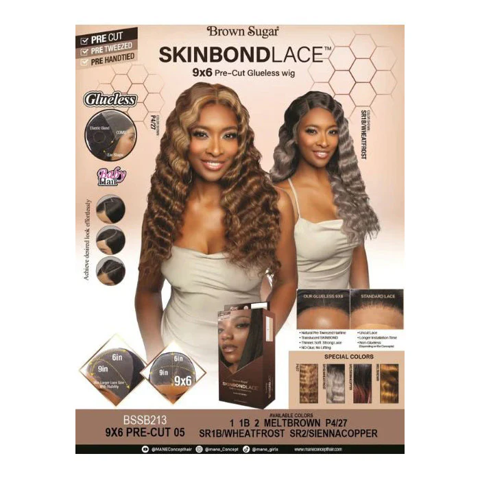 Mane Concept Brown Sugar SkinBond Lace Glueless HD 9x6 Lace Front Wig - BSSB213 - PRE-CUT 05 - Human Hair Blend - Image 4