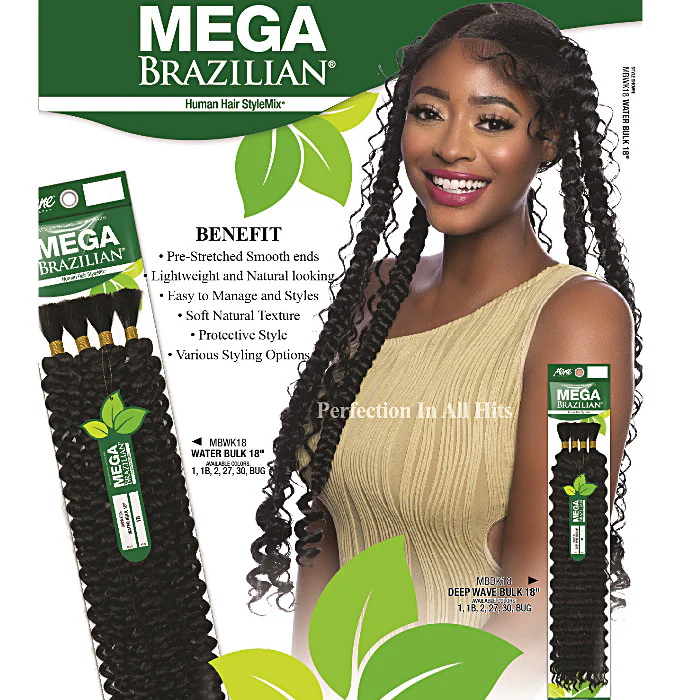 Mane Concept Mega Brazilian Human Hair Blend Braids - DEEP WAVE BULK 18" - Image 3