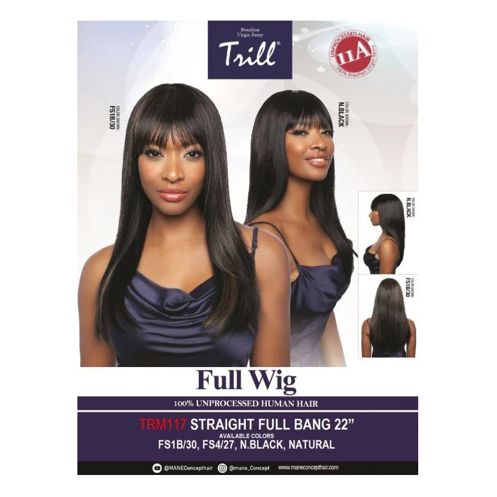 Mane Concept Trill 100% Unprocessed Human Hair 11A Full Wig - TRM117 STRAIGHT FULL BANG 22" - Image 5