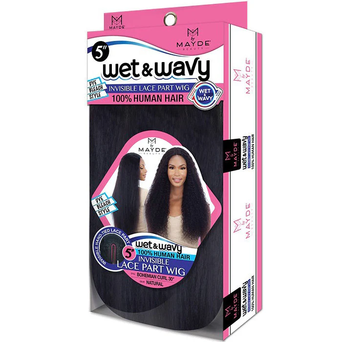 Mayde Beauty 100% Human Hair 5" Lace and Lace Front Wig - BOHEMIAN CURL 30 (WET & WAVY) - Image 3
