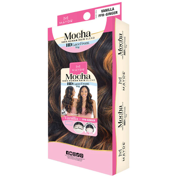 Mayde Mocha 100% Human Hair Blend HD Lace Front Wig - VANILLA - Image 5