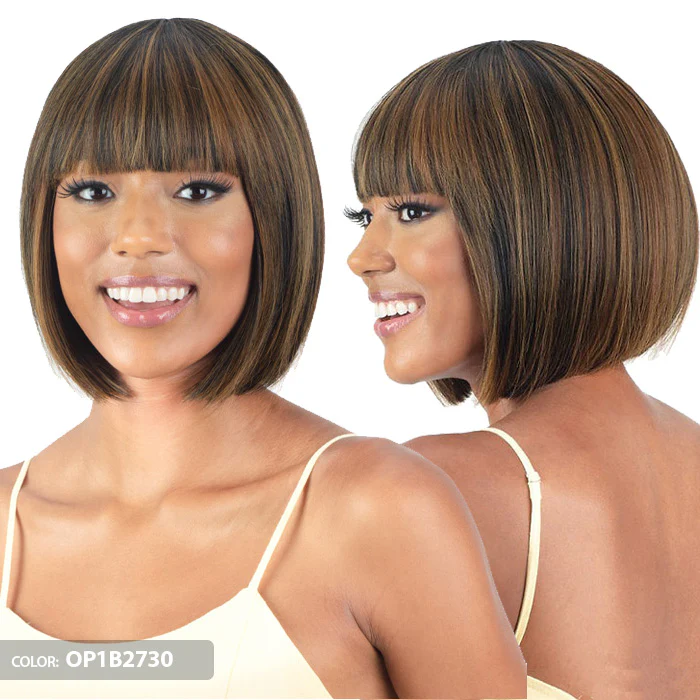 Mayde Mocha Human Hair Blend Wig - PEACH - Image 5