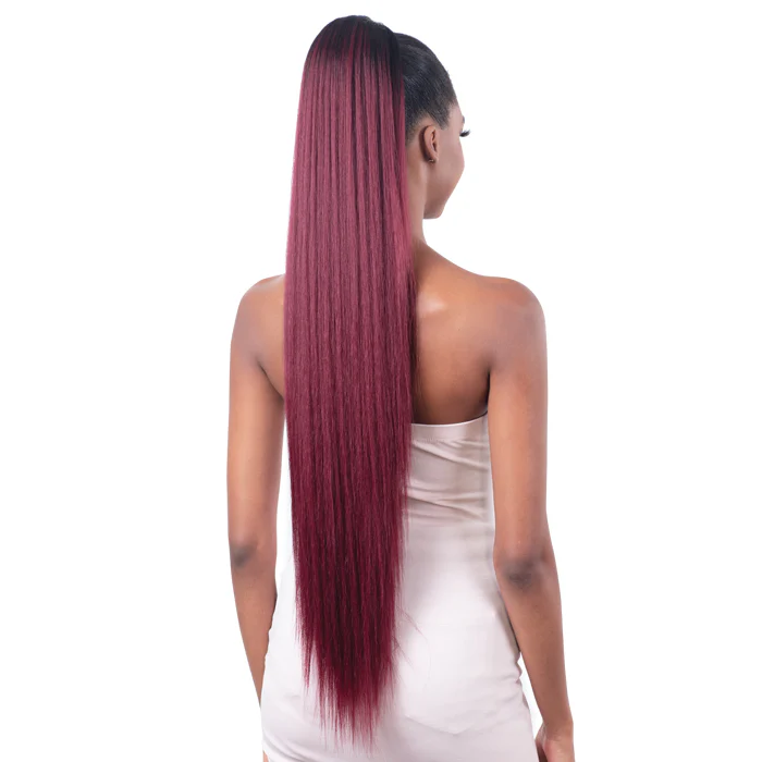 Model Model Gardenia Drawstring Ponytail - STRAIGHT 36" - Image 2