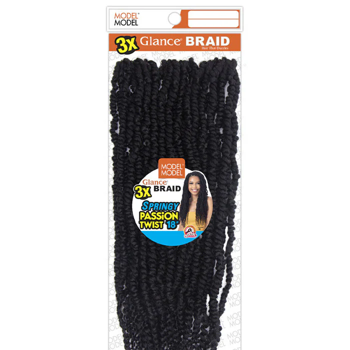 Model Model Glance Pre-Looped Crochet Braids - 3X SPRINGY PASSION TWIST 18" - Image 3