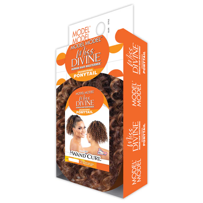 Model Model Miss Divine Human Hair Blend Drawstring Ponytail - WAND CURL - Image 4