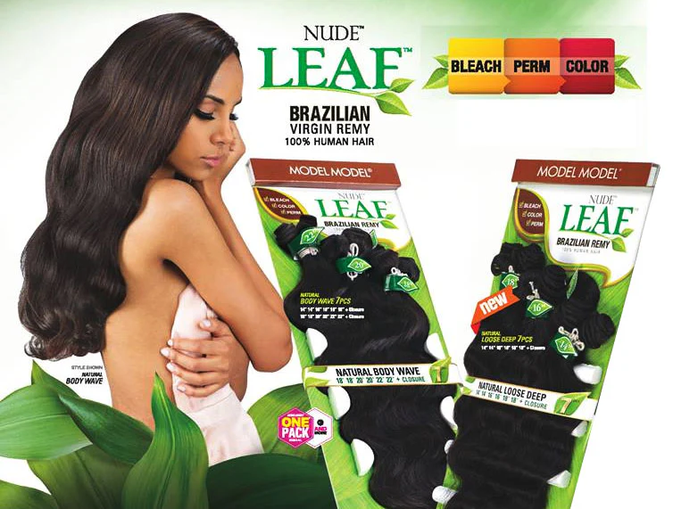 Model Model Nude Leaf Brazilian Remy 100% Human Hair NATURAL LOOSE DEEP or LONG LOOSE DEEP 7 Pcs - Image 2