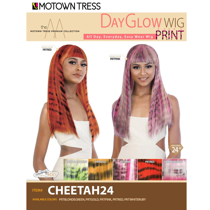 Motown Tress Day Glow Wig Print Full Wig - CHEETAH 24" - Image 5