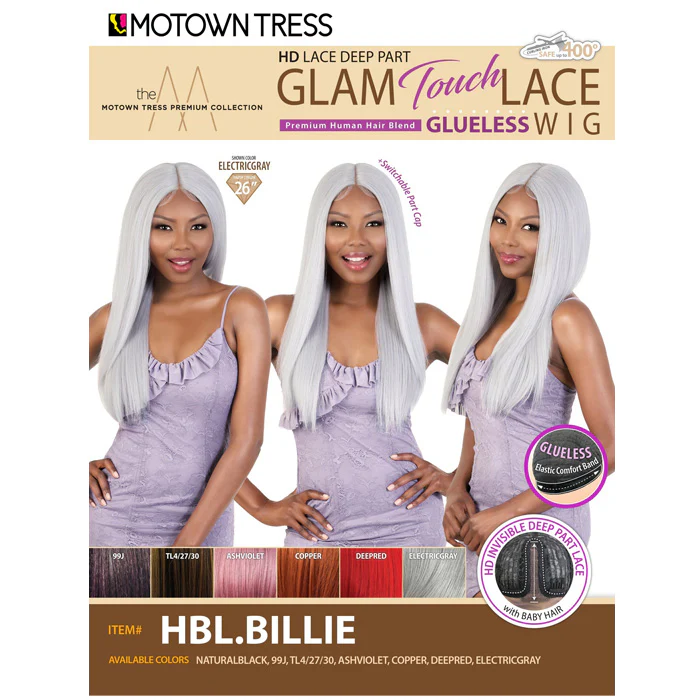 Motown Tress Glam Touch Glueless Human Hair Blend HD Deep Part Lace Font Wig - HBL BILLIE - Image 6
