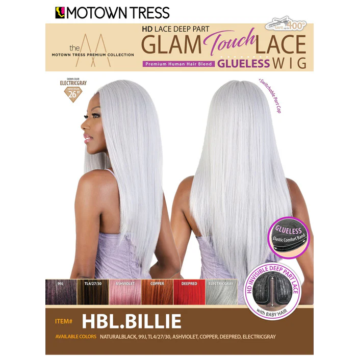 Motown Tress Glam Touch Glueless Human Hair Blend HD Deep Part Lace Font Wig - HBL BILLIE - Image 7
