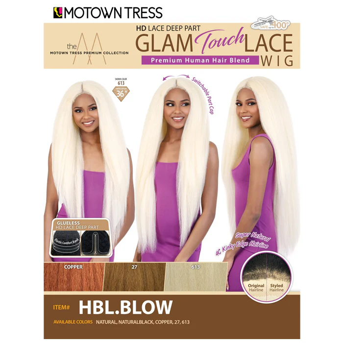 Motown Tress Glam Touch Human Hair Blend Glueless HD Lace Deep Part Wig - HBL BLOW - Image 4
