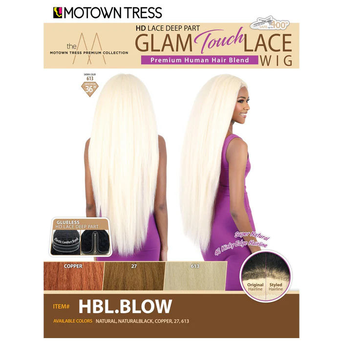 Motown Tress Glam Touch Human Hair Blend Glueless HD Lace Deep Part Wig - HBL BLOW - Image 5