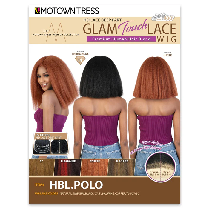 Motown Tress Glam Touch Lace Glueless Human Hair Blend HD Lace Deep Part WIG - HBL.POPO - Image 9