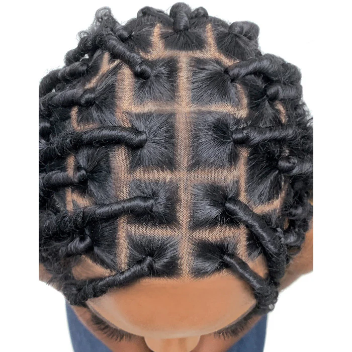 Motown Tress Glueless Hand-Braided HD Whole Hand-Tied Lace Wig - WLB.BOHOLC - Boho Loc Braid Big Square Top - Image 5