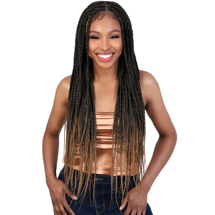 Motown Tress Glueless Hand-Braided HD Whole Hand-Tied Lace Wig - WLB.TRIBOX - Box Braid Triangle Method - Image 3
