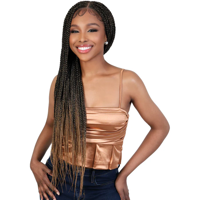 Motown Tress Glueless Hand-Braided HD Whole Hand-Tied Lace Wig - WLB.TRIBOX - Box Braid Triangle Method - Image 4