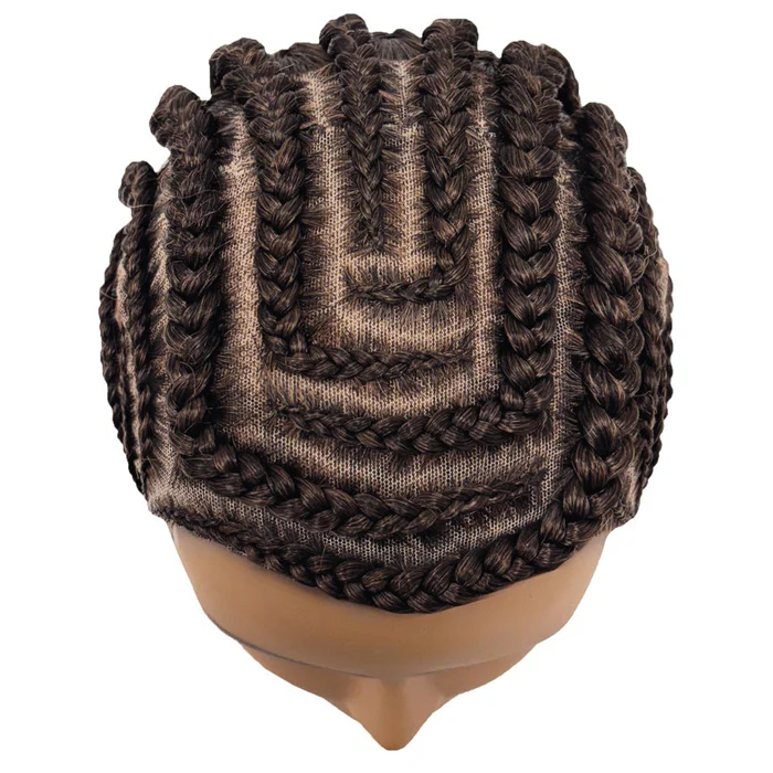 Motown Tress Glueless HD Whole Hand-Tied Hand-Braided Lace Wig - BOX BRAID SQUARE MAZE TOP - Image 3