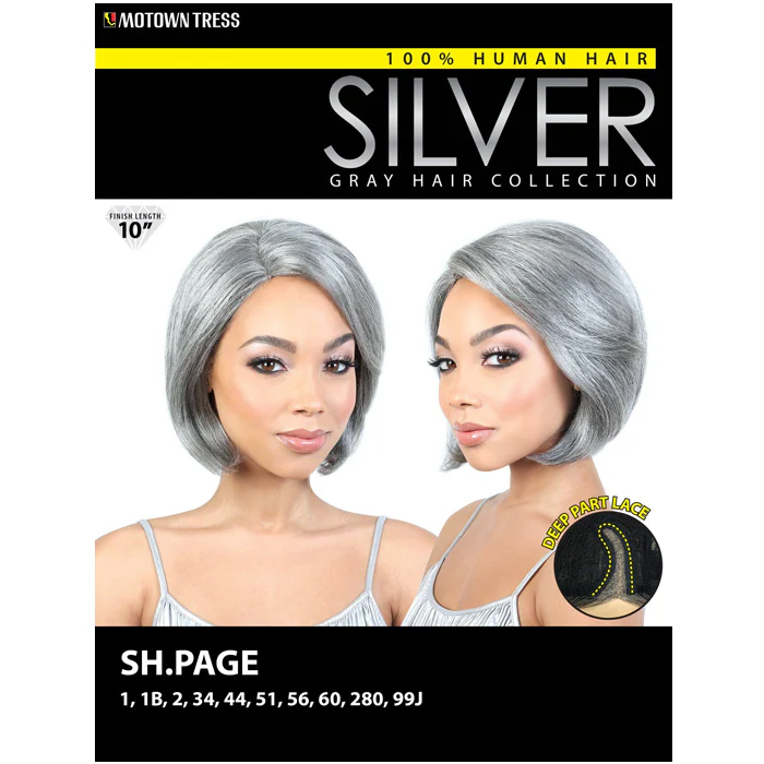 Motown Tress Human Hair Silver Gray Hair Collection Lace Part Wig - SH.PAGE - Image 5