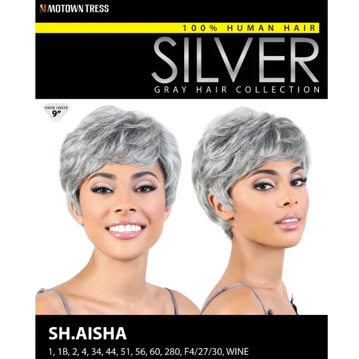 Motown Tress Human Hair Silver Gray Hair Collection Wig - SH AISHA - Image 5