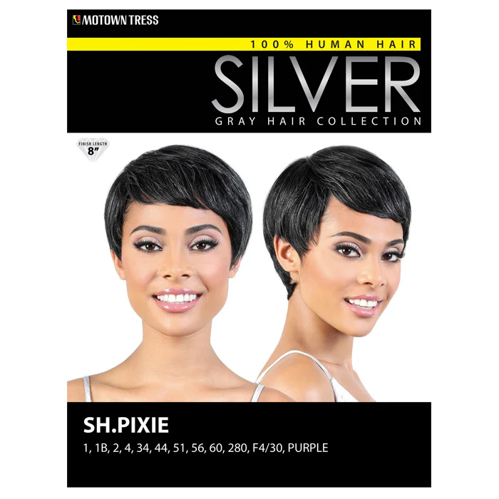 Motown Tress Human Hair Silver Gray Hair Collection Wig - SH PIXIE - Image 6