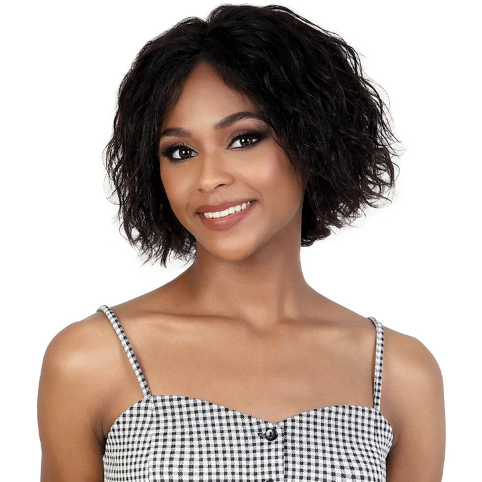 Motown Tress Secret Glueless 100% Virgin Remy Human Hair 13x4 HD Lace Front Wig - FRENCH WAVY BOB 10" - Image 2