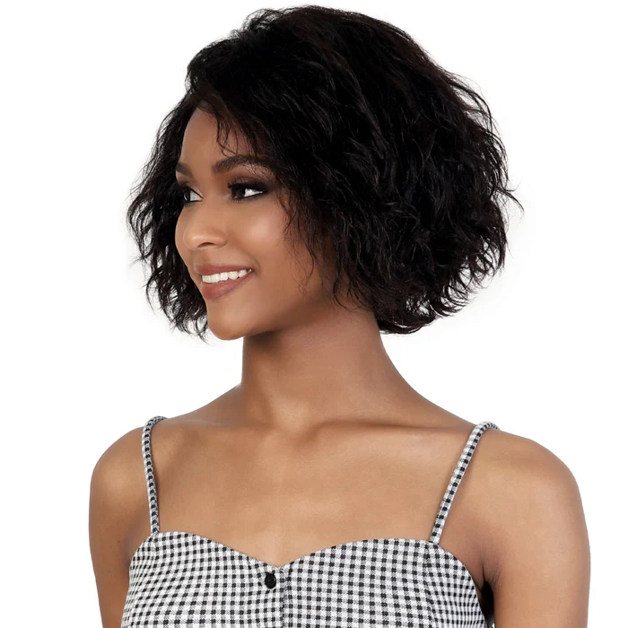 Motown Tress Secret Glueless 100% Virgin Remy Human Hair 13x4 HD Lace Front Wig - FRENCH WAVY BOB 10" - Image 4