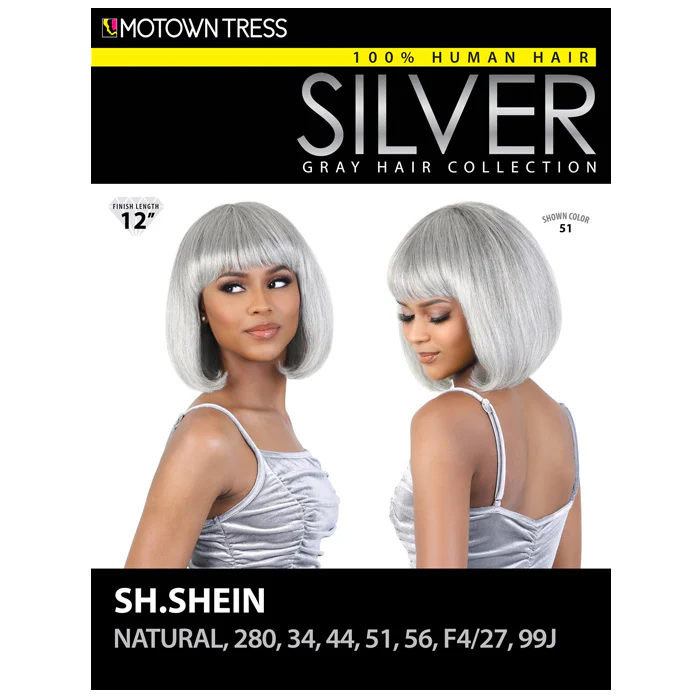 Motown Tress Silver 100% Human Hair Full Wig - SH.SHEIN - Image 5