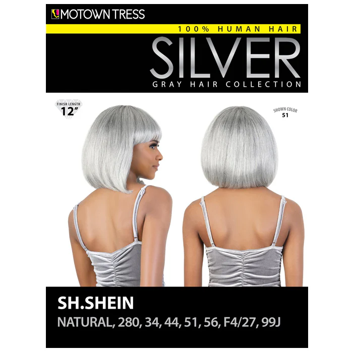 Motown Tress Silver 100% Human Hair Full Wig - SH.SHEIN - Image 6