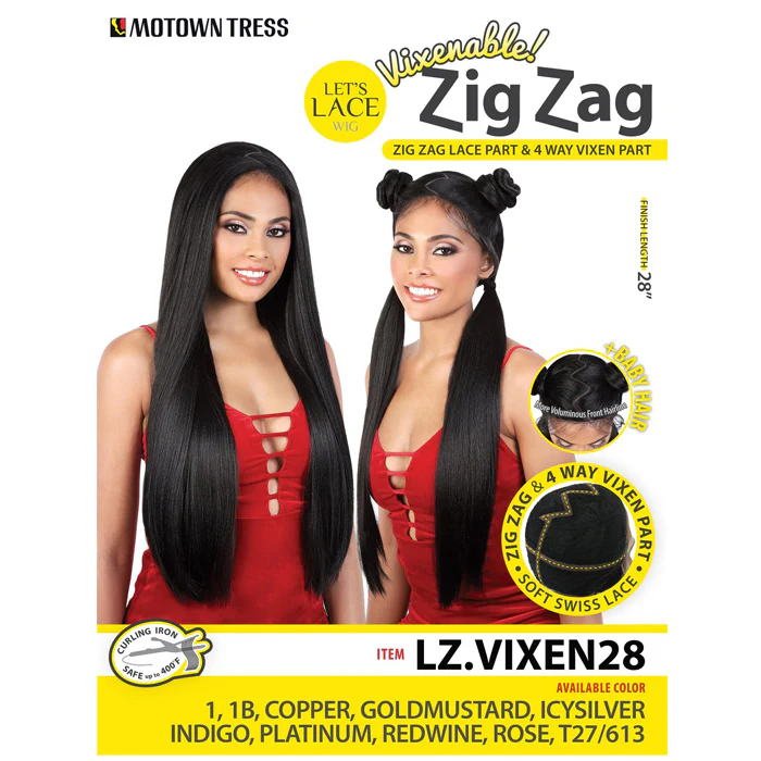 Motown Tress Synthetic Zig Zag 4 Way Part Let's Lace Wig - LZ VIXEN28 - Image 8
