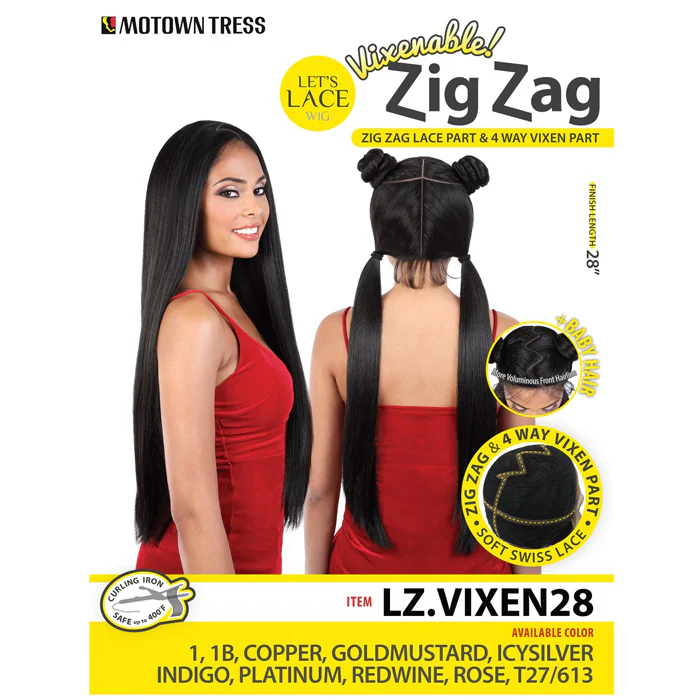 Motown Tress Synthetic Zig Zag 4 Way Part Let's Lace Wig - LZ VIXEN28 - Image 9