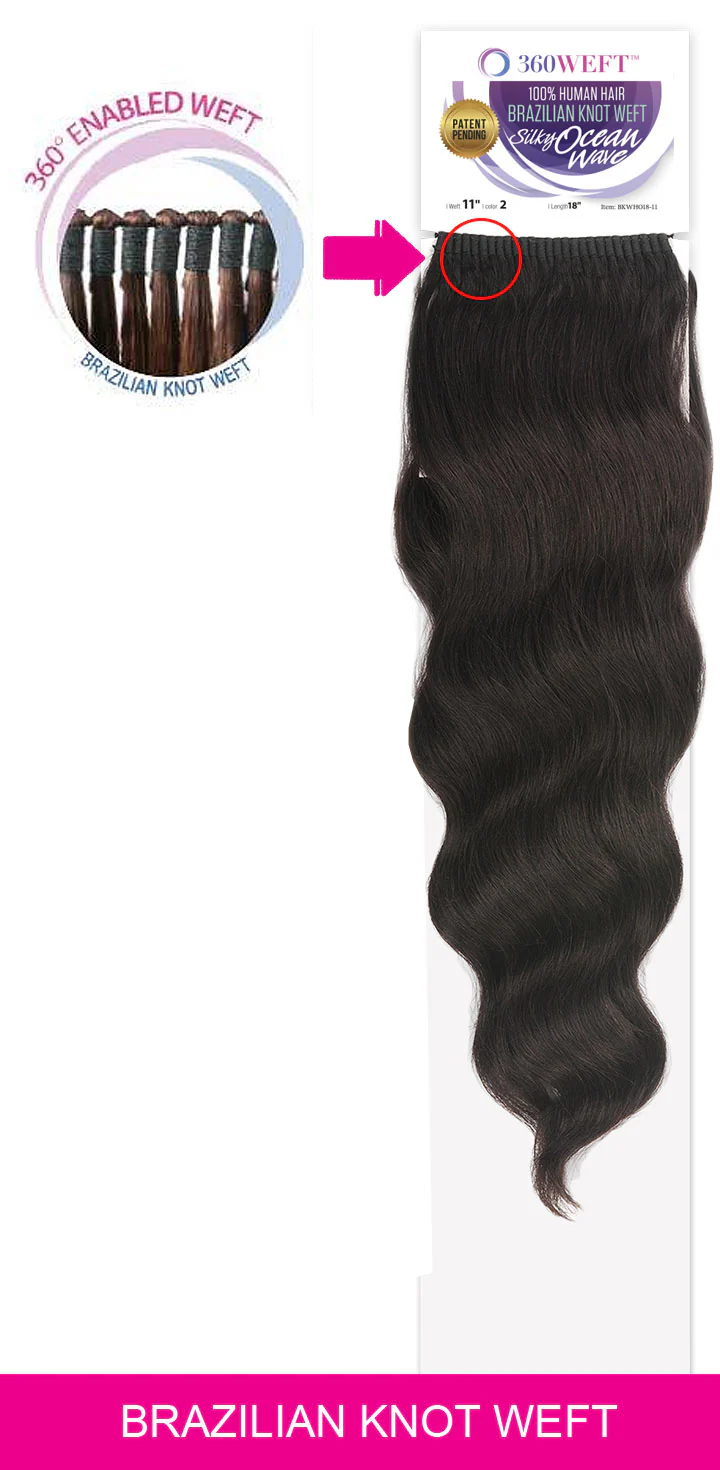 New Born Free 360 Weft 100% Human Hair Weave - BRAZILIAN KNOT WEFT SILKY OCEAN WAVE 18 Inch - Image 2