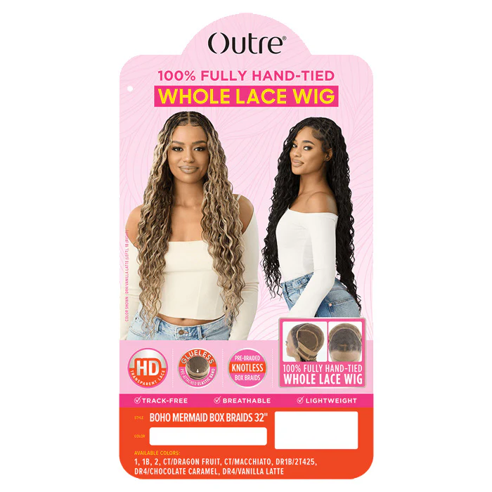 Outre 100% Full Hand Tied Glueless HD Whole Lace Wig - BOHO MERMAID BOX BRAID 32" - Image 4