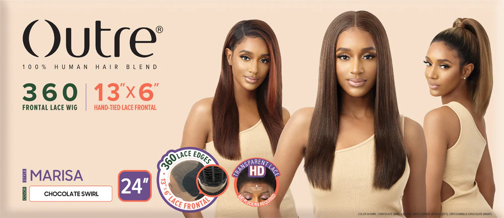 Outre 100% Human Hair Blend 13X6 Hand-Tied 360 Lace Frontal Wig - MARISA - Image 5