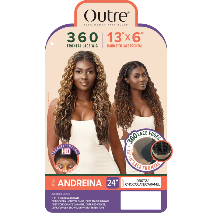 Outre 100% Human Hair Blend HD 360 Edge 13X6 Lace Front Wig - ANDREINA - Image 4