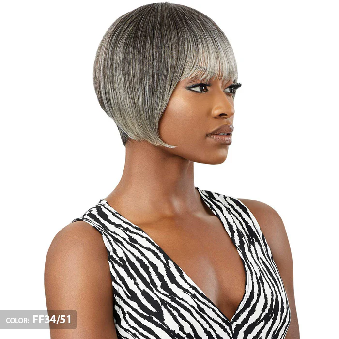 Outre 100% Human Hair Fab & Fly Gray Glamour Full Cap Wig HARRIET - Image 2