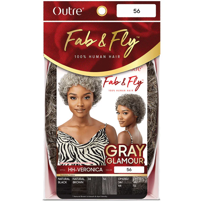 Outre 100% Human Hair Fab & Fly Gray Glamour Full Cap Wig VERONICA - Image 4