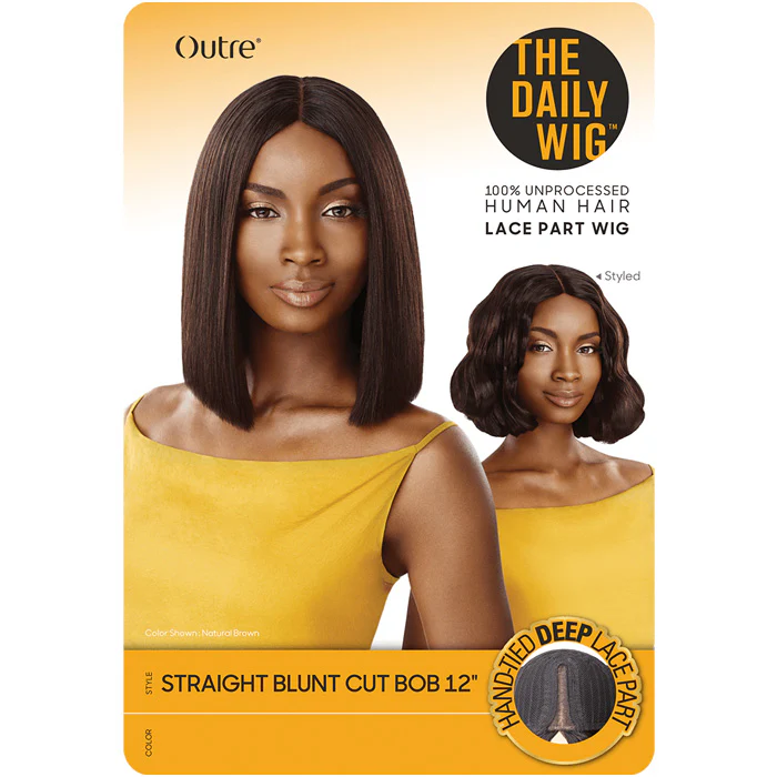 Outre 100% Unprocessed Human Hair Lace Part Daily Wig - STRAIGHT BLUNT CUT BOB 12"/16" - Image 6
