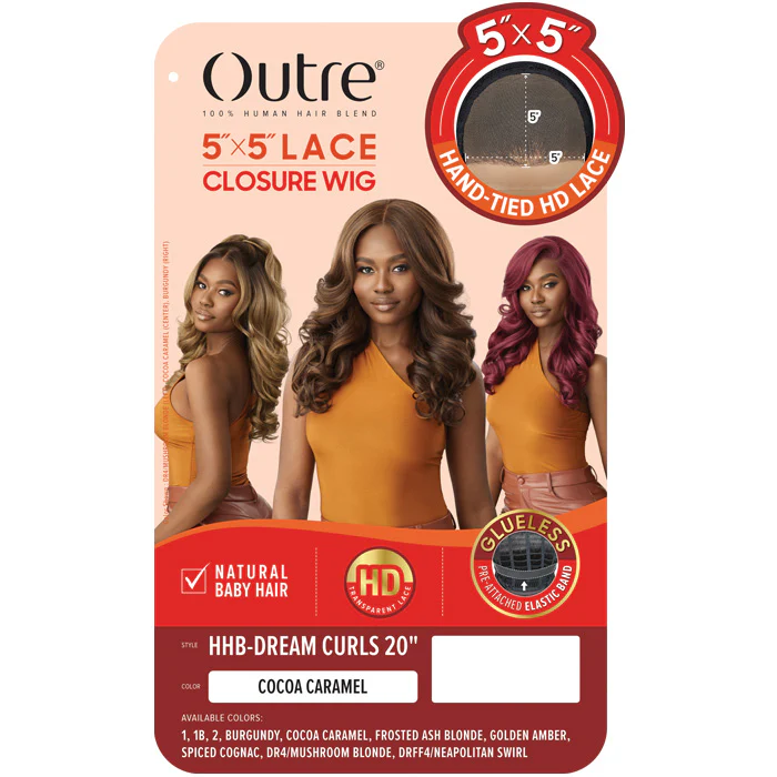 Outre 5x5 Lace Closure Wig Human Hair Blend Glueless HD Lace Front Wig - HHB-DREAM CURLS 20 - Image 4