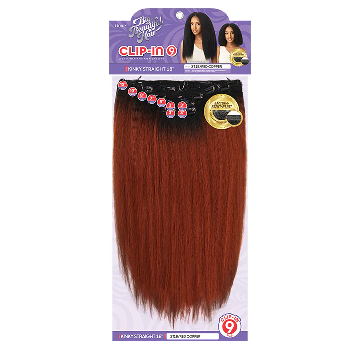 Outre Big Beautiful Hair Human Hair Blend Clip In 9 pcs Weave - KINKY STRAIGHT 18" - Image 5