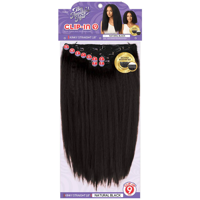 Outre Big Beautiful Hair Human Hair Blend Clip In 9 pcs Weave - KINKY STRAIGHT 18" - Image 6