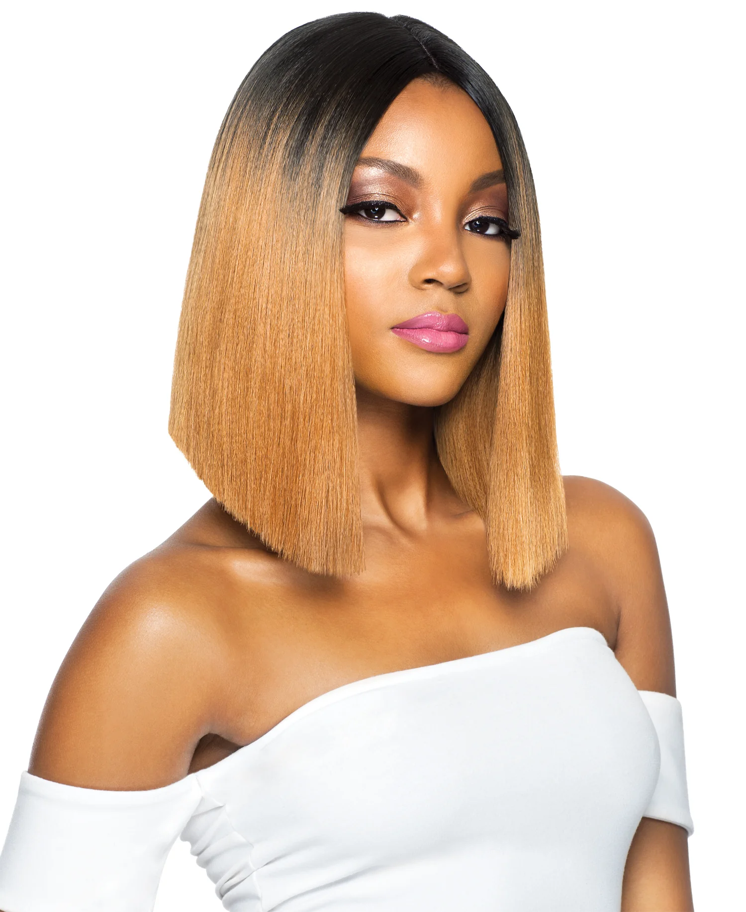 Outre Blunt Cut Swiss Lace Synthetic I-Parting Lace Front Wig JANELLE
