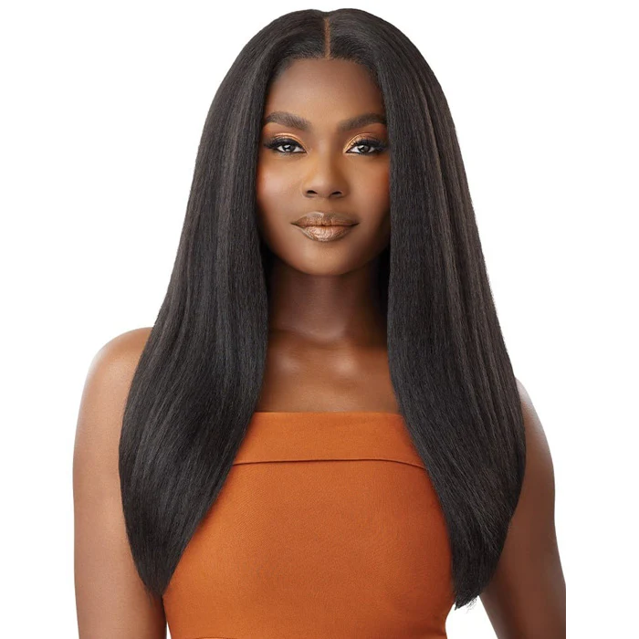 Outre Glueless 100% Human Hair Blend 5X5 HD Lace Front Closure Wig - HHB-KINKY STRAIGHT 24"