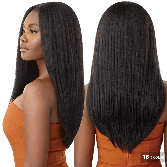 Outre Glueless 100% Human Hair Blend 5X5 HD Lace Front Closure Wig - HHB-KINKY STRAIGHT 24" - Image 3