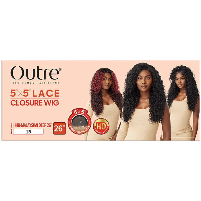 Outre Glueless 100% Human Hair Blend 5X5 HD Lace Front Closure Wig - HHB-MALAYSIAN DEEP 26" - Image 5