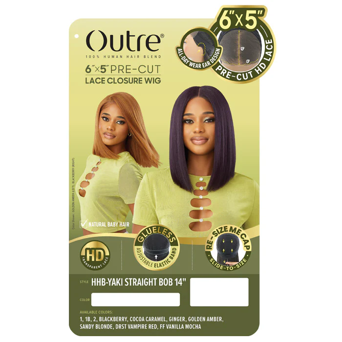 Outre Glueless 6x5 Pre-Cut Lace Closure Wig - HHB-YAKI STRAIGHT BOB 14" - 100% Human Hair Blend - Image 4