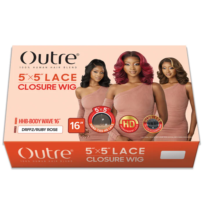 Outre Glueless Human Hair Blend 5X5 HD LACE CLOSURE WIG - HHB - BODY WAVE 16" - Image 4